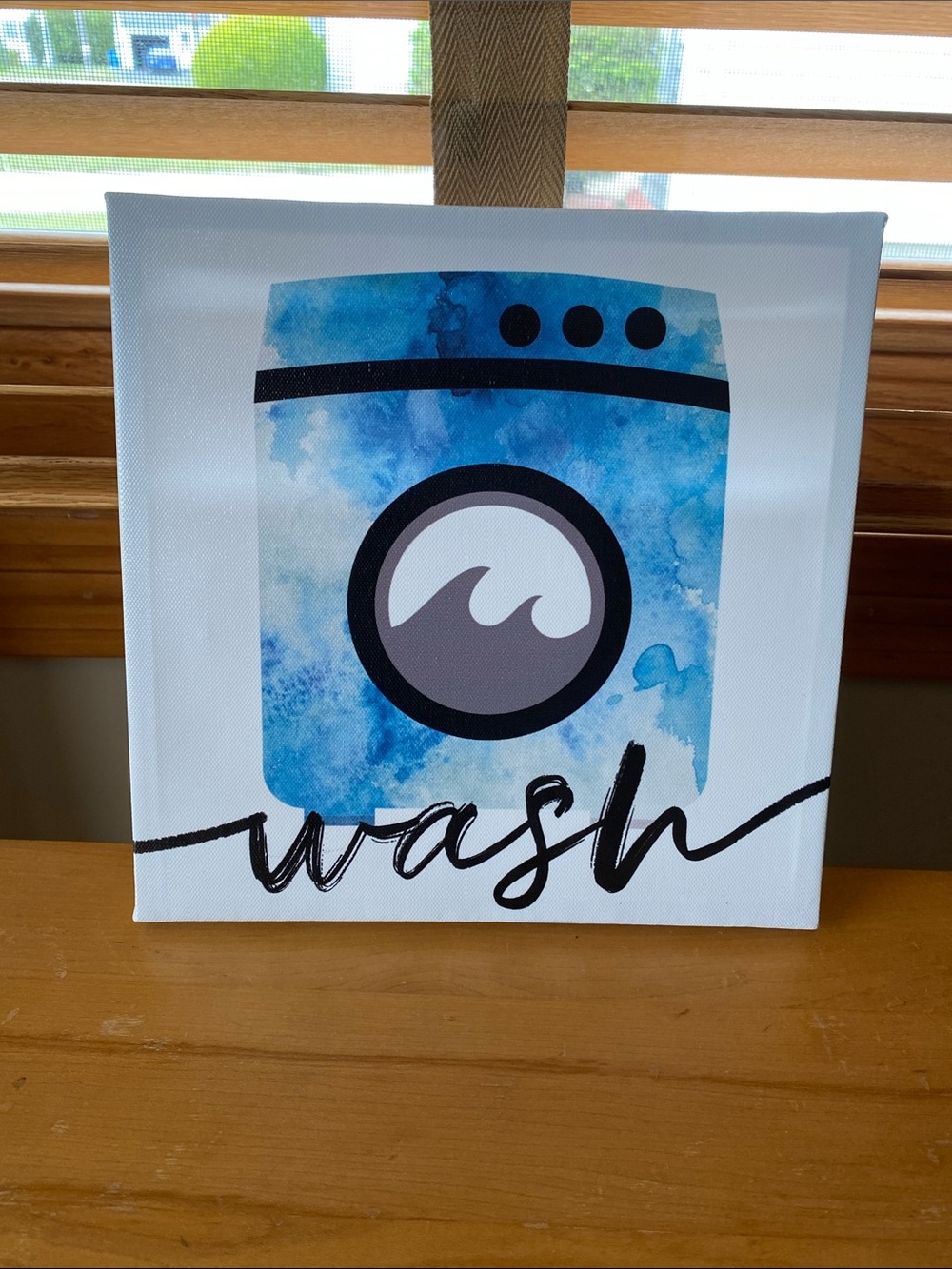 Canvas Wash Sign 8 1/2” x 8. 1/2”. Great for bathroom, laundry room or over sink